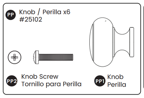 Knob, Metal W/screw