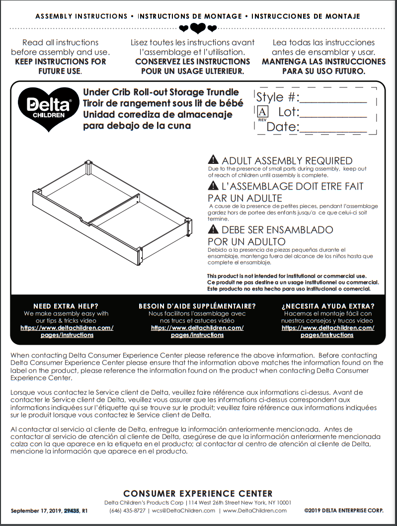 delta children's bed instructions Assembly Instructions