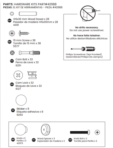 Hardware Kit W/pulls - W171180