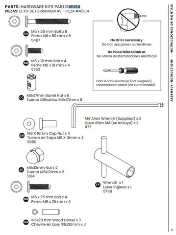 Hardware Kit, (porta Crib)
