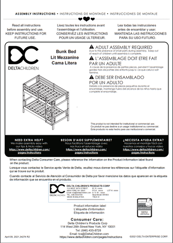 Assembly Instructions | Delta Children Parts