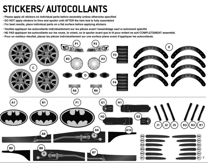 Stickers - Batmobile Batman Twin Bed Black 1