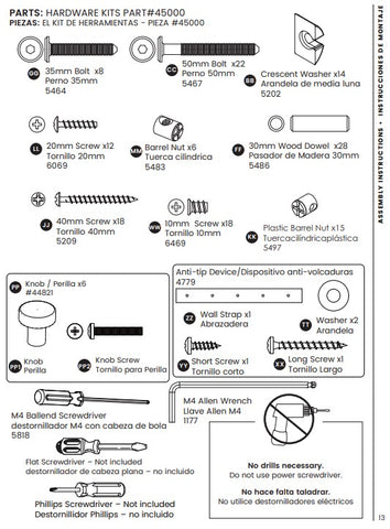 Hardware Kit W/knobs