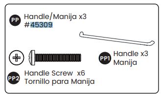 Pull (metal, W/screws)