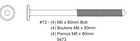 Bolt M6-1.0x80mm M4 Dr 13mm 1