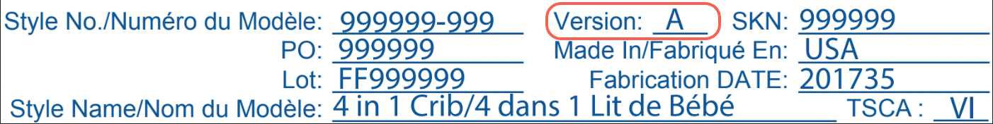 Product sticker showing SKU and version information